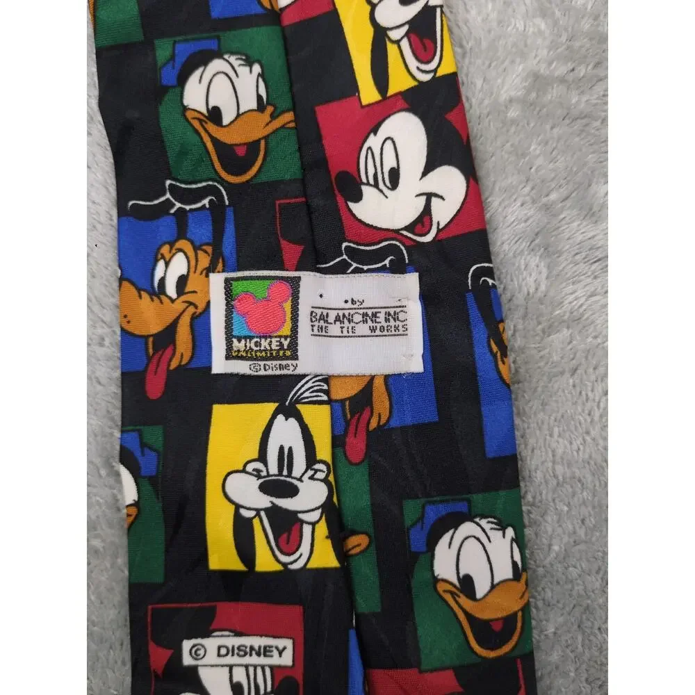 Y2K Vtg Windsor Balancine Inc Disney Necktie Mickey Goofy Pluto Men's Tie